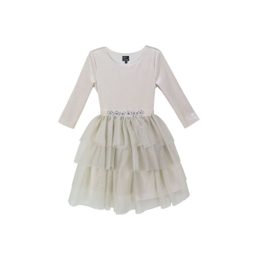 Pink Violet Big Girls Velvet Bodice Shimmer Mesh Skirt Dress